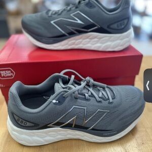 New Balance Men's Charcoal and White Sneakers